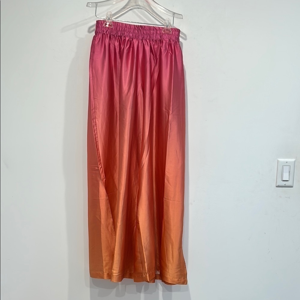 Cato Gradient Pink and Orange ombre wide leg satin pants women’s medium size